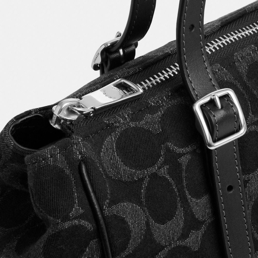 Coach Asher Shoulder Bag In Signature Denim Silver Black