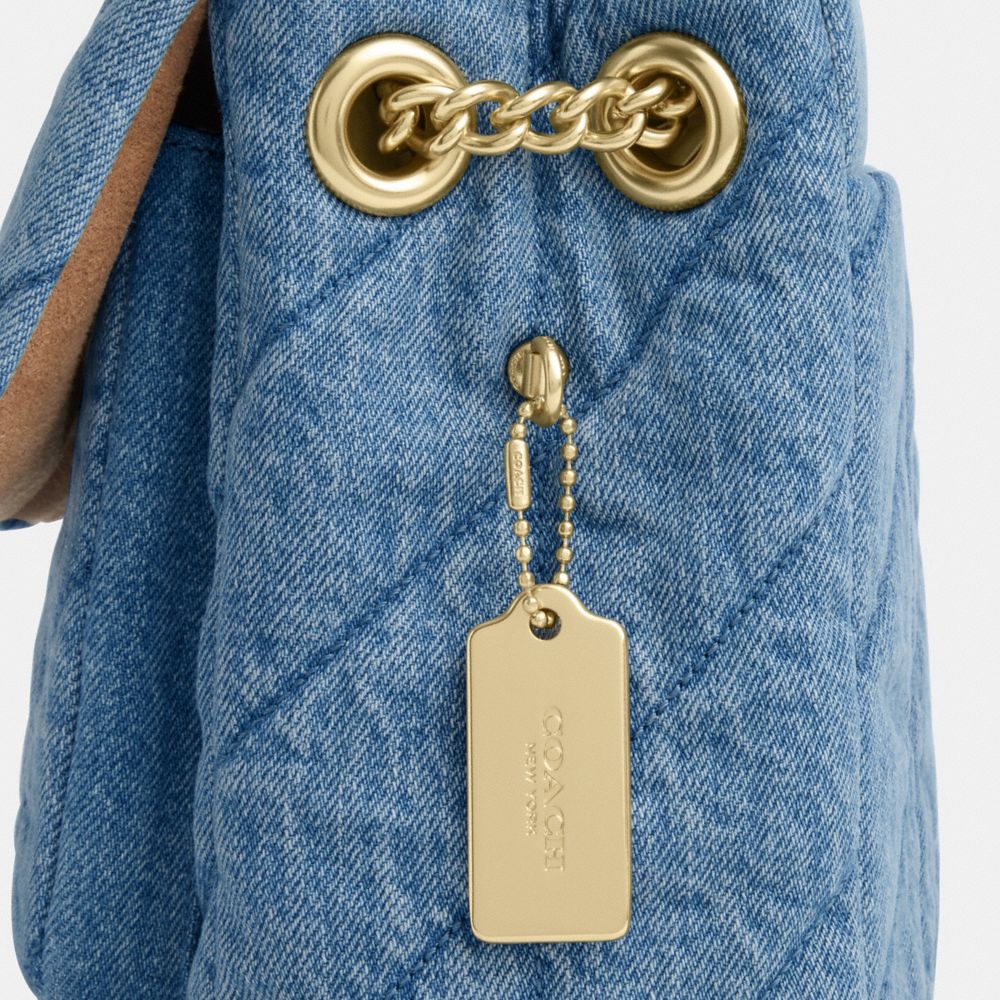 Coach Elodie Crossbody Bag In Regenerative Cotton With Quilting Gold Indigo