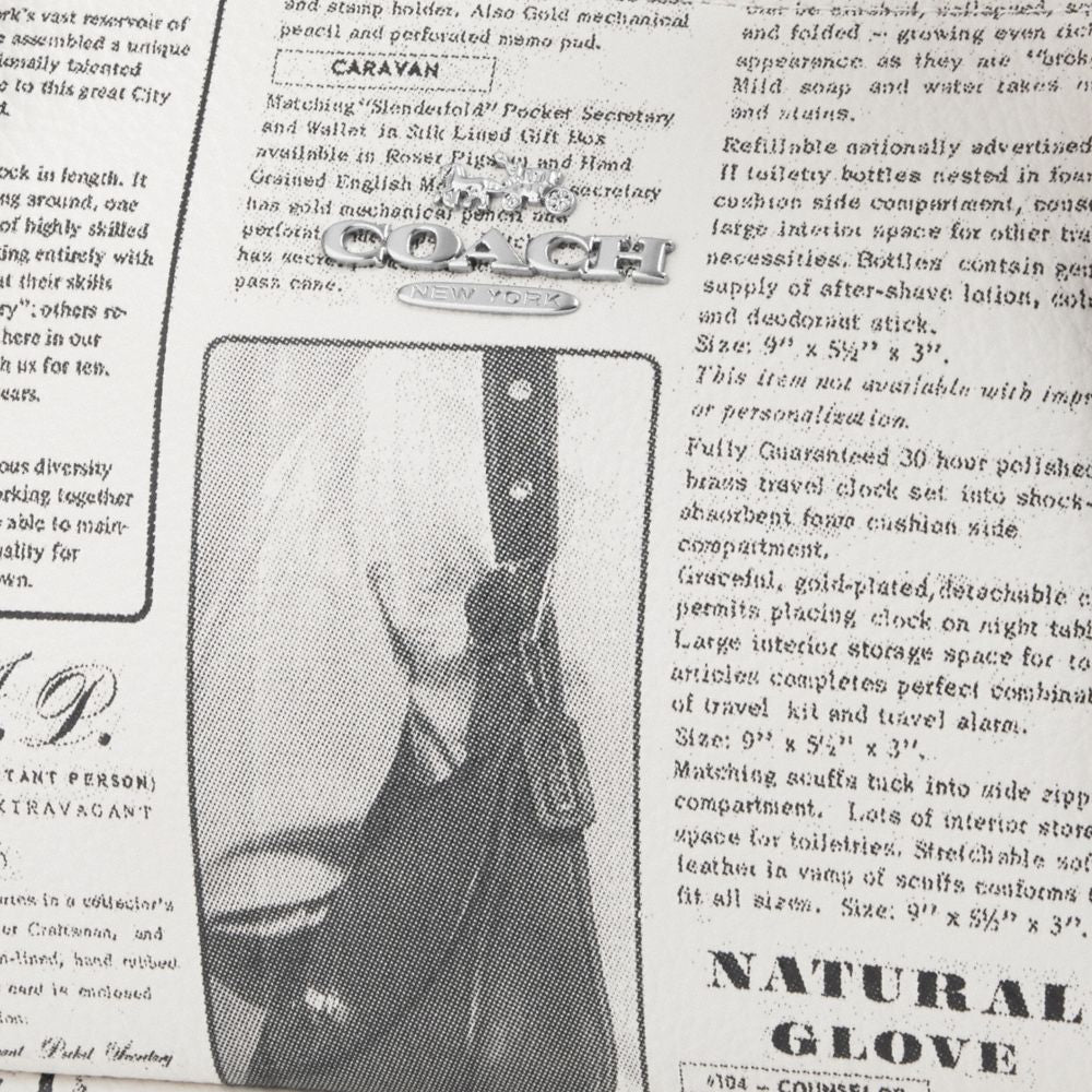 Coach Asher Shoulder Bag With Newspaper Print Silver Chalk Multi