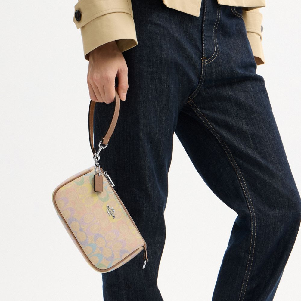 Coach Nolita 19 In Rainbow Signature Canvas Silver Sand Multi