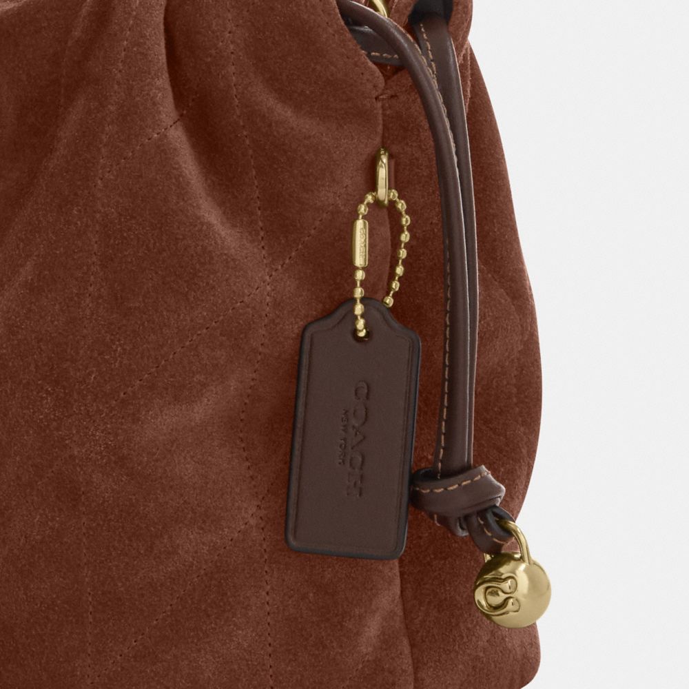 Coach Faye Mini Drawstring Bag With Quilting Gold Vintage Brown Maple