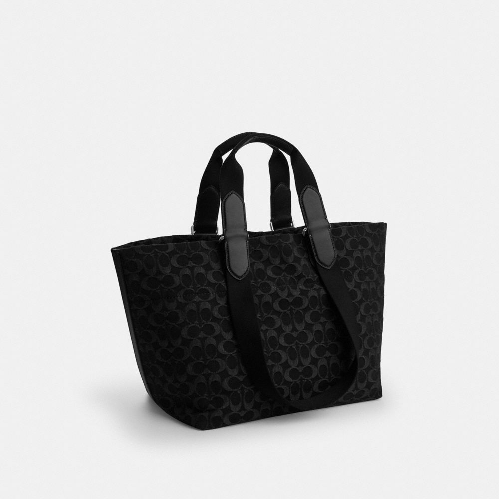 Coach Small Tour Tote Bag In Signature Denim Silver Black