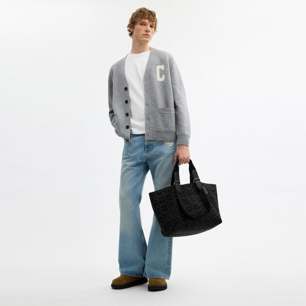 Coach Small Tour Tote Bag In Signature Denim Silver Black