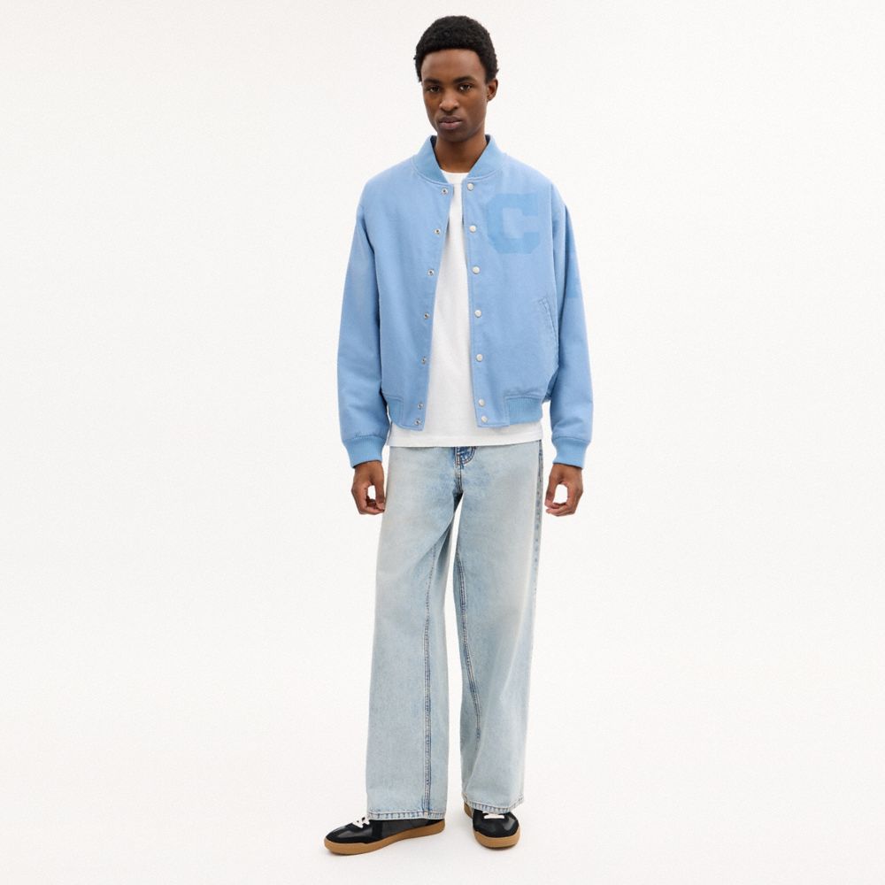 Coach Canvas Varsity Jacket Cerulean Light Blue