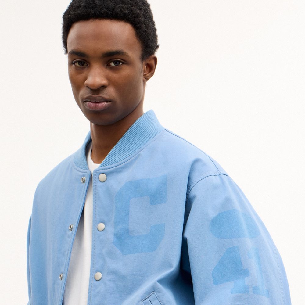 Coach Canvas Varsity Jacket Cerulean Light Blue
