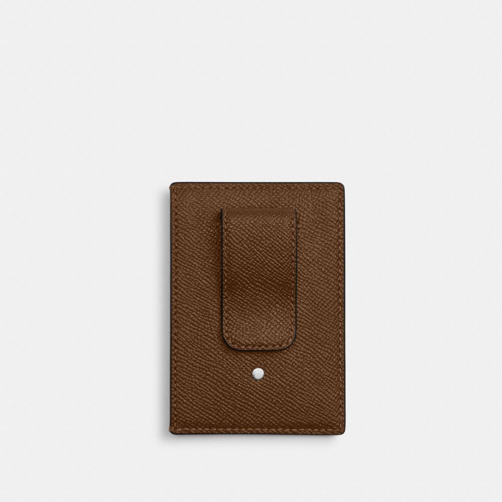 Coach Card Case With Money Clip Silver/Chestnut