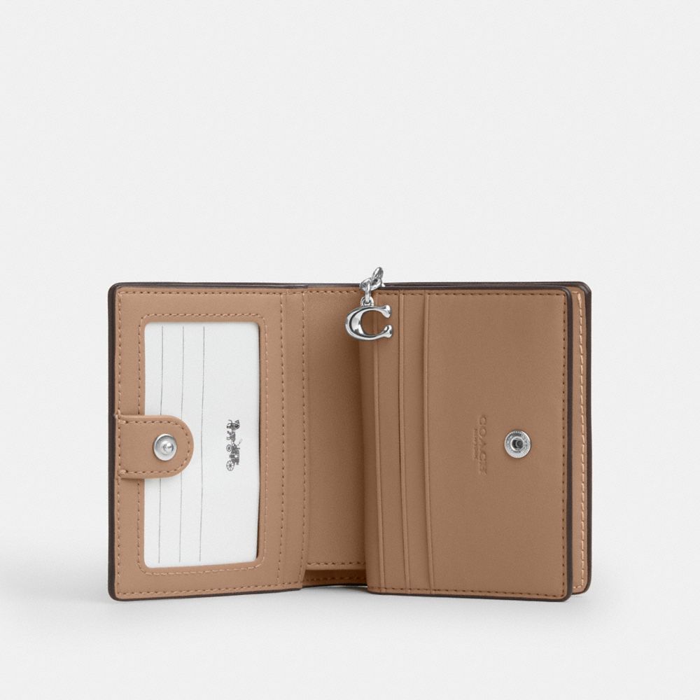 Coach Snap Wallet In Rainbow Signature Canvas Silver