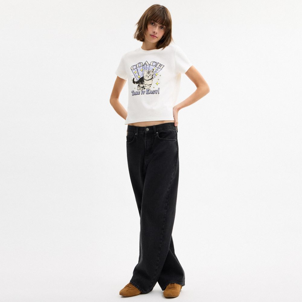 Coach Cat T Shirt In Organic Cotton Vintage Ivory