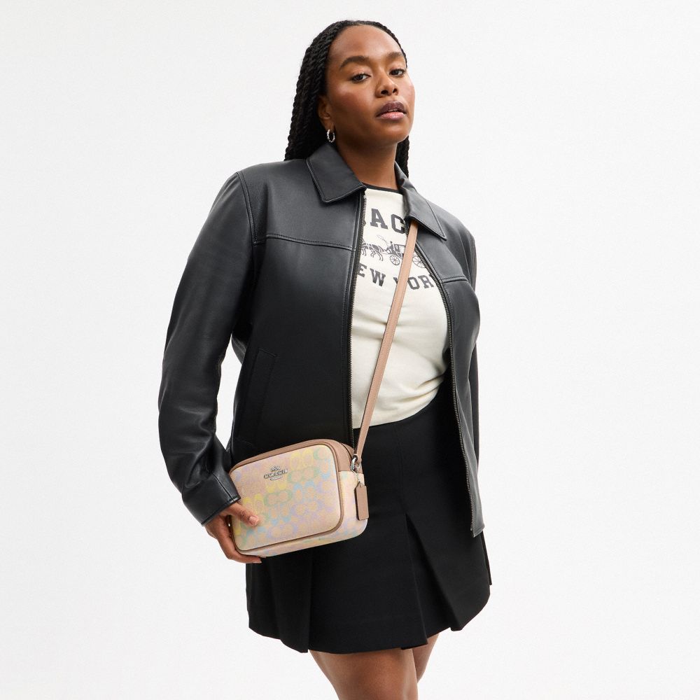 Coach Jamie Camera Bag In Rainbow Signature Canvas Silver Sand Multi