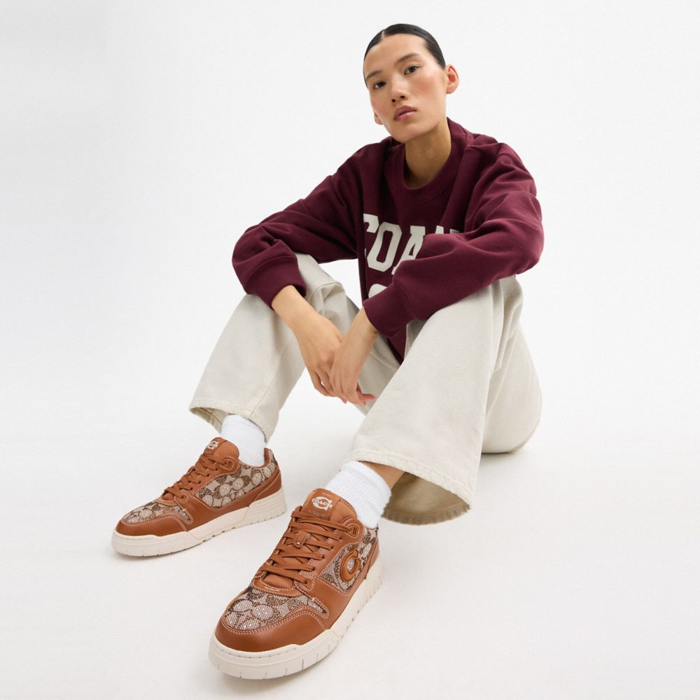 Women's Coach Soho Sneaker In Crystal Signature Jacquard Cocoa Burnished Amber