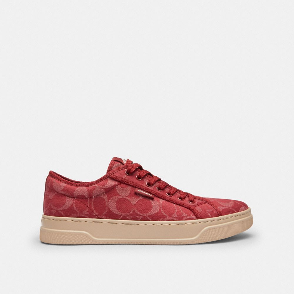 Women's Coach Canvas Sneaker In Signature Denim Red Denim Ivory