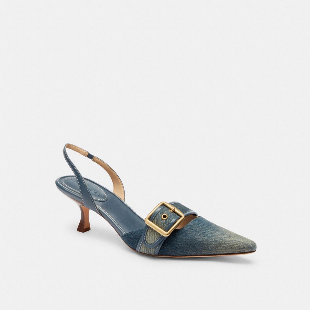 Women's Coach Margot Slingback In Loved Denim Dark Indigo