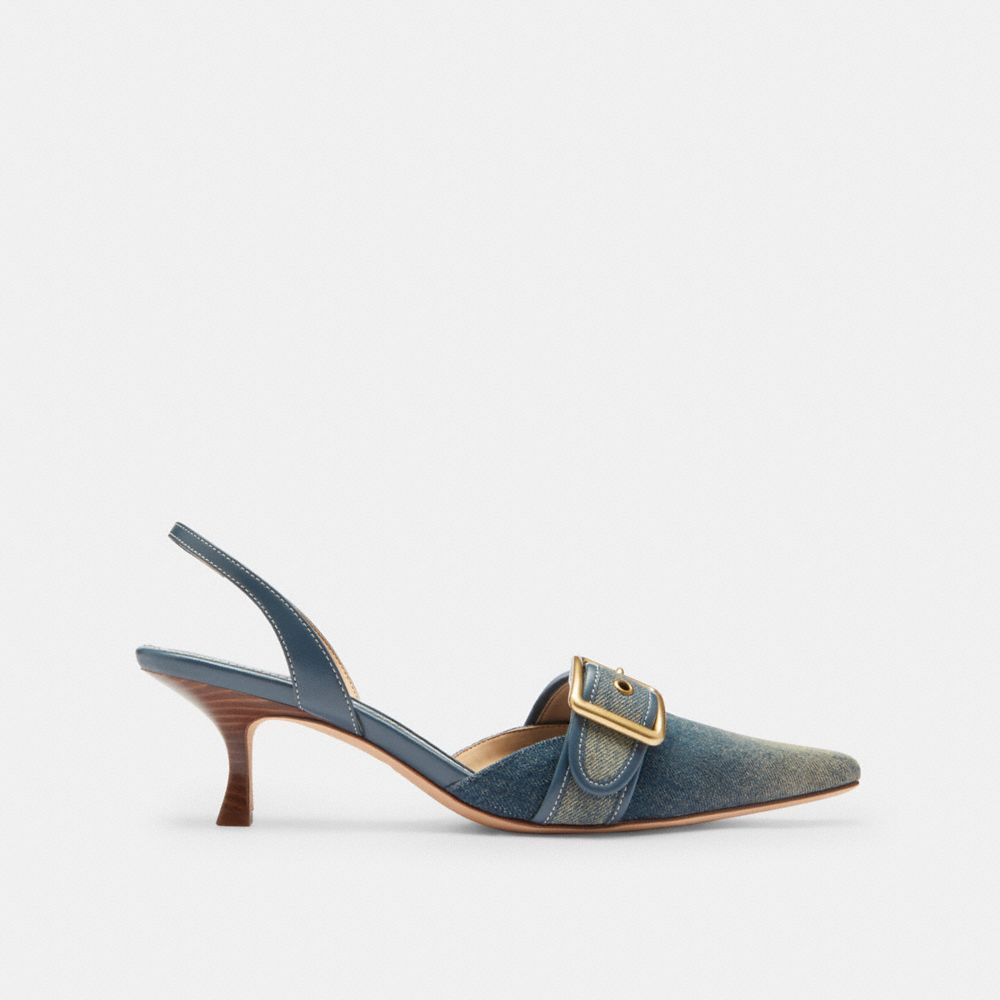 Women's Coach Margot Slingback In Loved Denim Dark Indigo