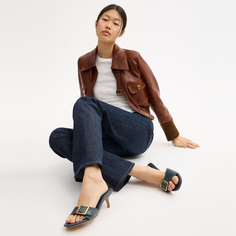 Women's Coach Margot Sandal In Loved Denim Dark Indigo