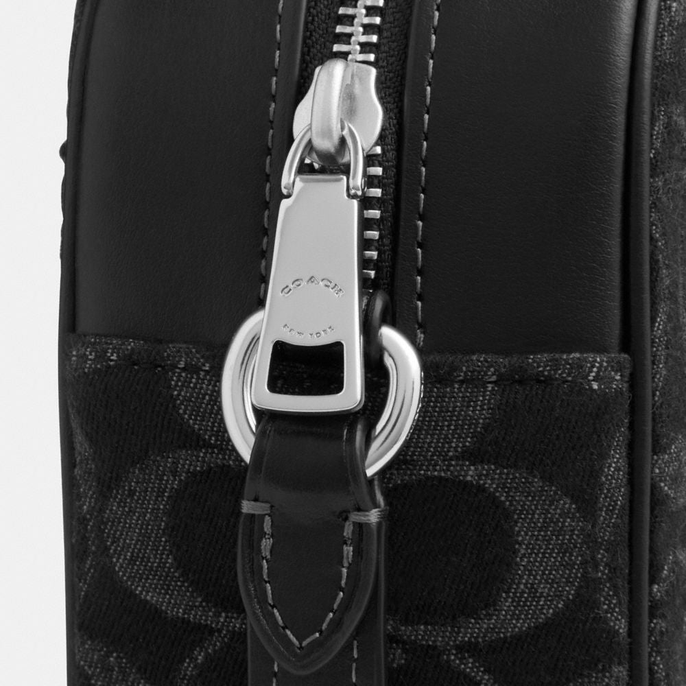 Coach Jamie Camera Bag In Signature Denim Silver Black