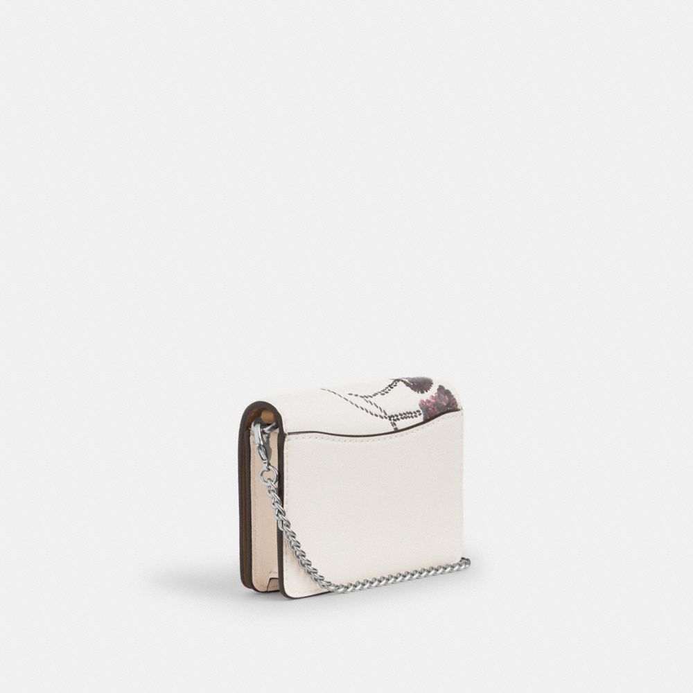 Coach Mini Wallet On A Chain With Cherry Print Silver Chalk Multi