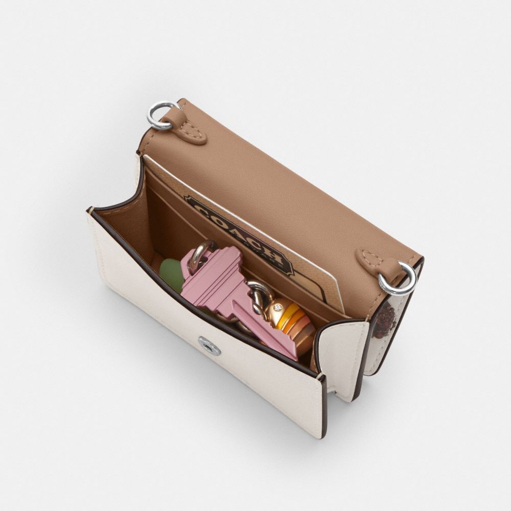 Coach Mini Wallet On A Chain With Cherry Print Silver Chalk Multi