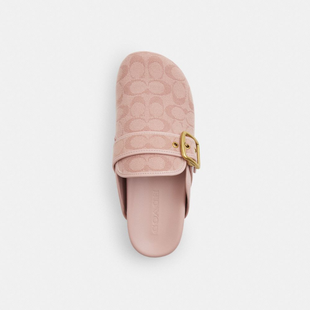 Coach Archival Buckle Clog In Signature Jacquard Canvas Carnation