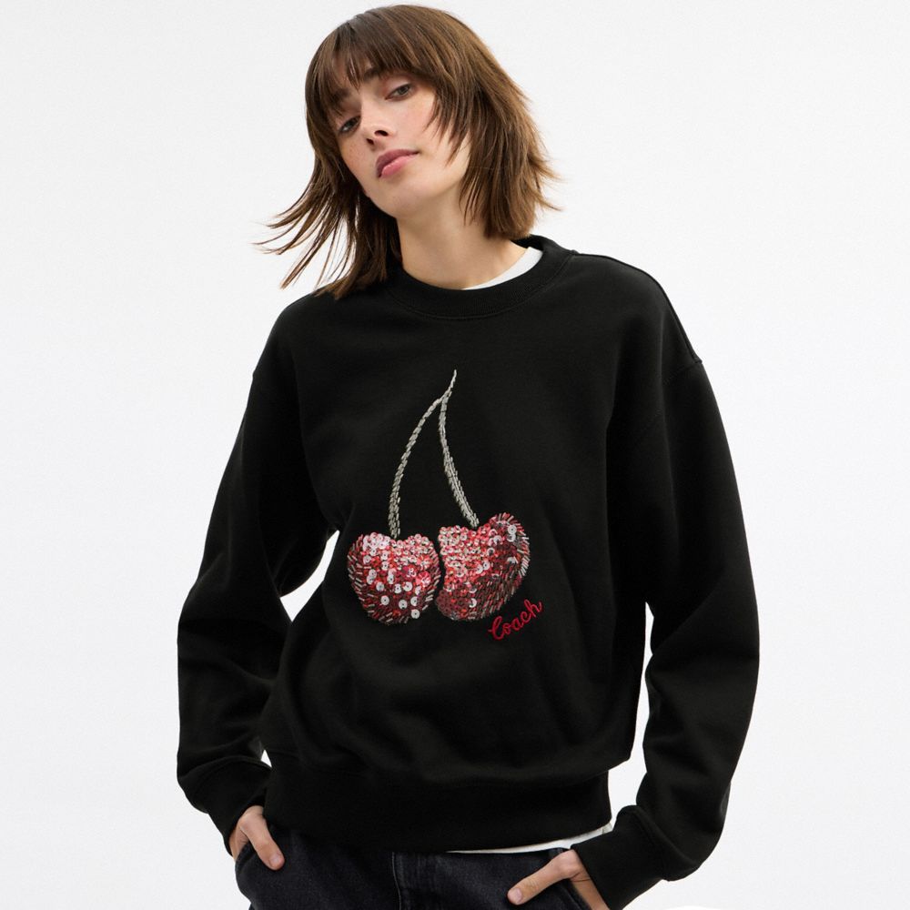 Coach Cherry Crewneck Sweatshirt Black