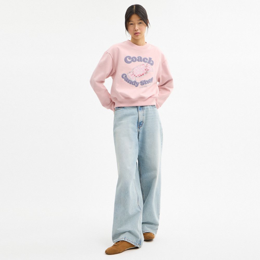 Coach Candy Shop Crewneck Sweatshirt Peach Skin