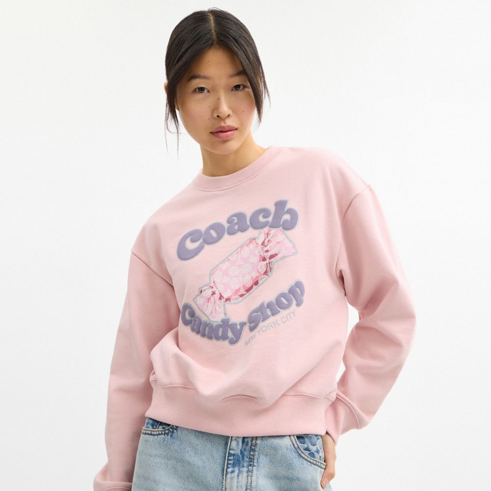 Coach Candy Shop Crewneck Sweatshirt Peach Skin