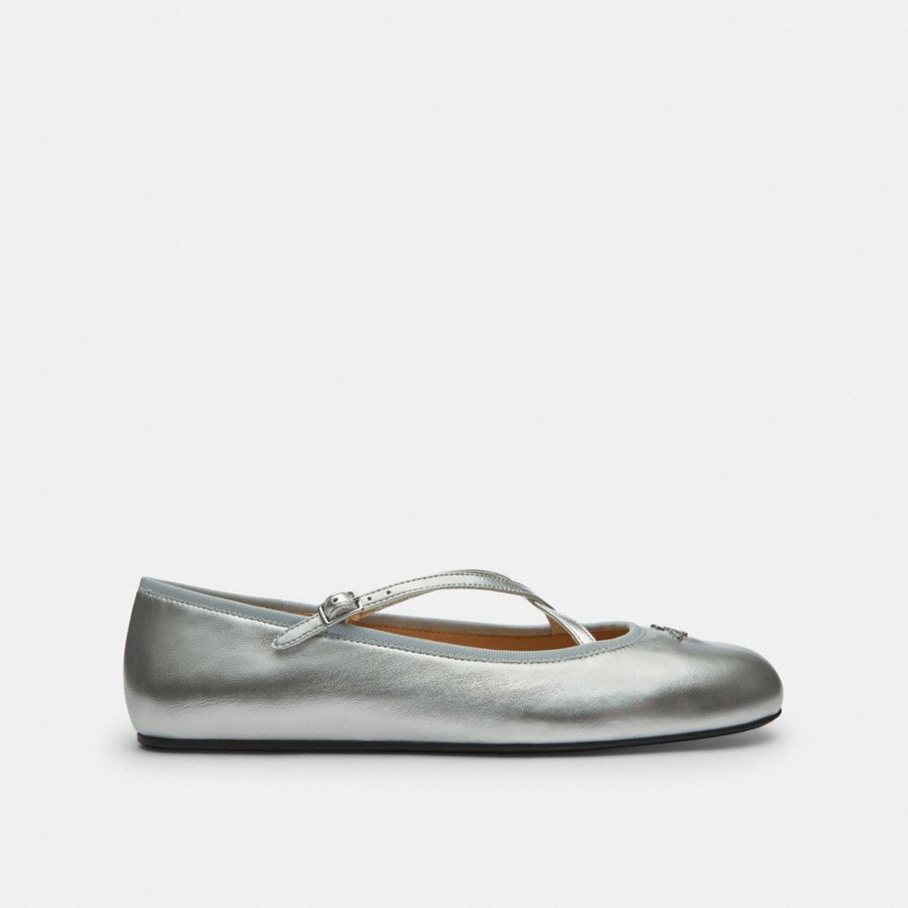 Coach Phoebe Ballet Flat Silver