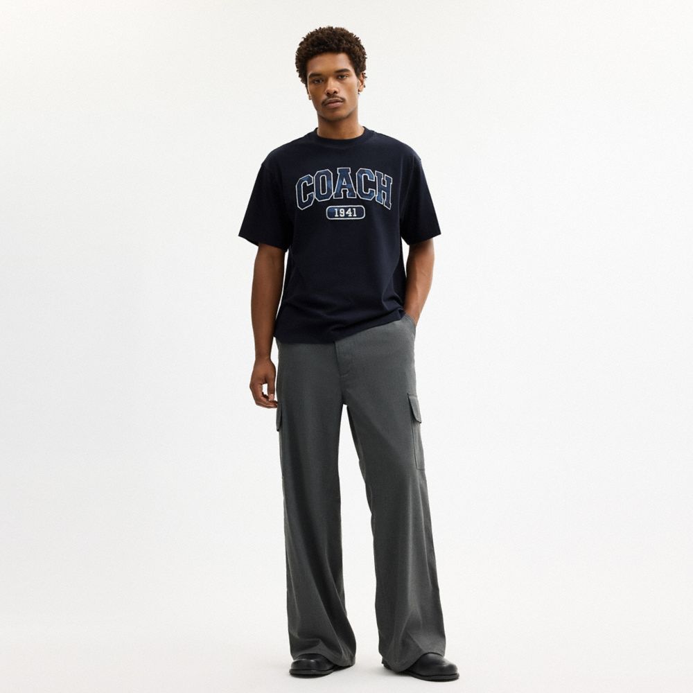 Coach Camo Relaxed T Shirt In Organic Cotton Navy