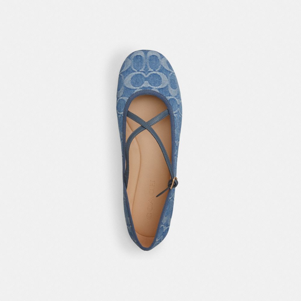 Women's Coach Phoebe Ballet Flat In Signature Denim Indigo