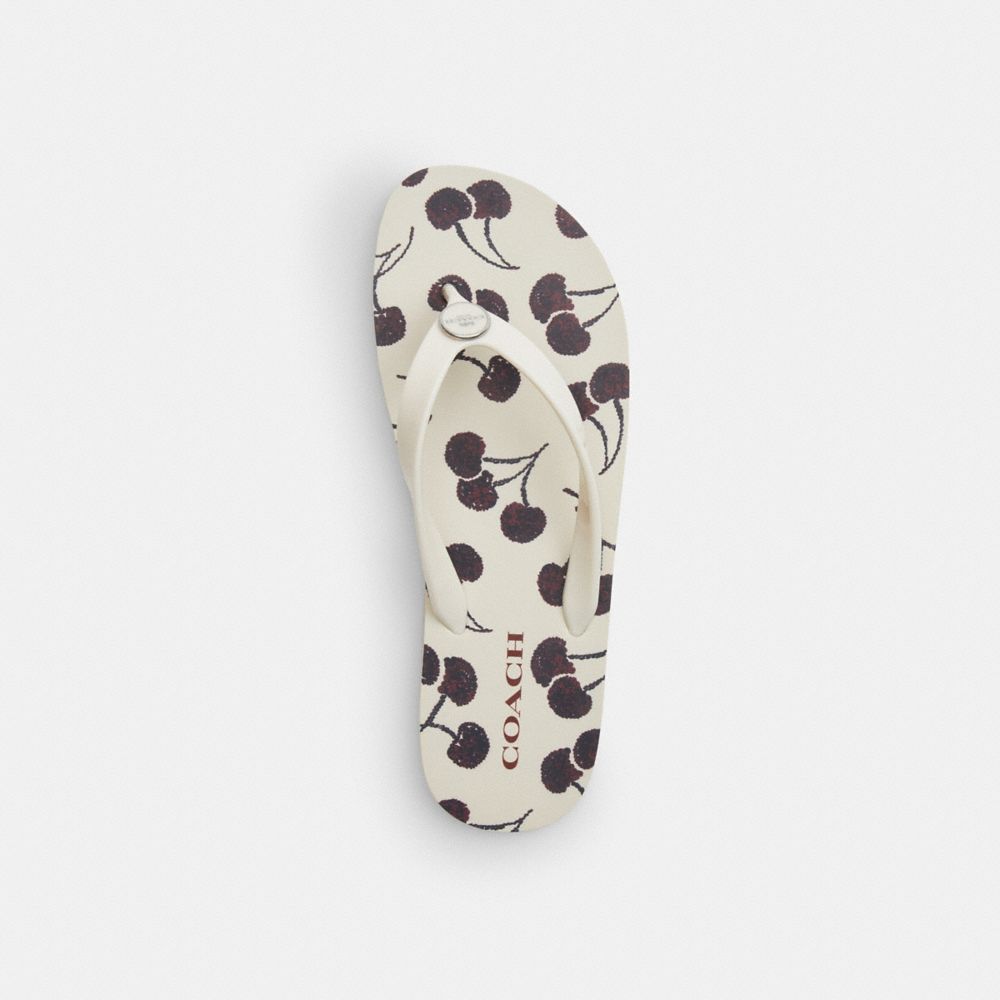 Coach Zayn Flip Flop With Cherry Print Chalk Multi