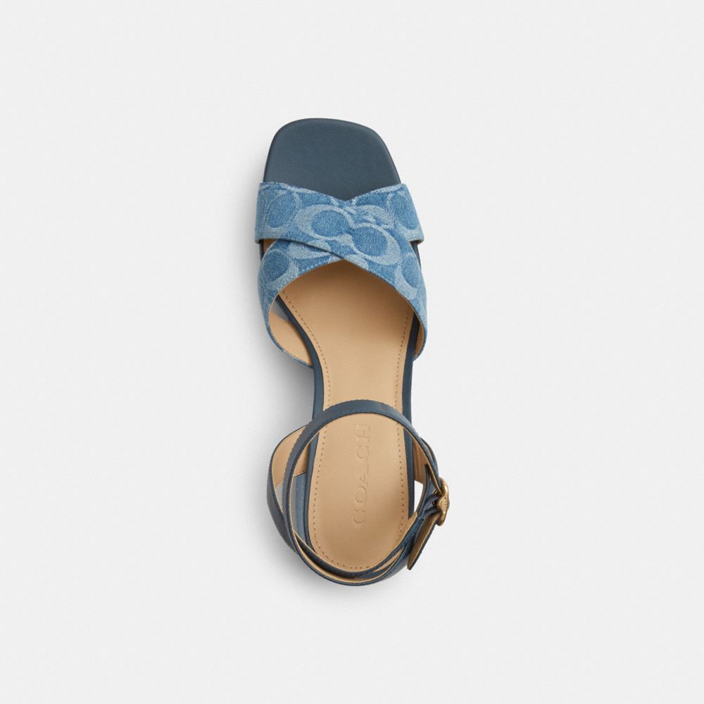 Women's Coach Block Heel Sandal In Signature Denim Indigo