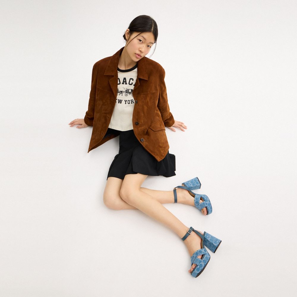 Women's Coach Block Heel Sandal In Signature Denim Indigo