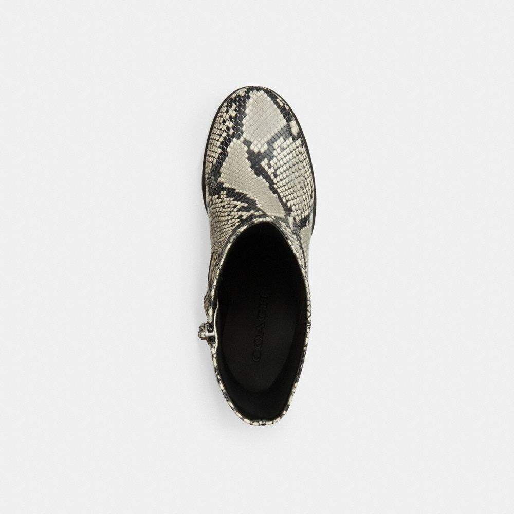 Women's Coach Block Heel Boot With Snake Print Natural