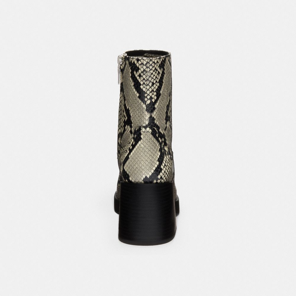 Women's Coach Block Heel Boot With Snake Print Natural