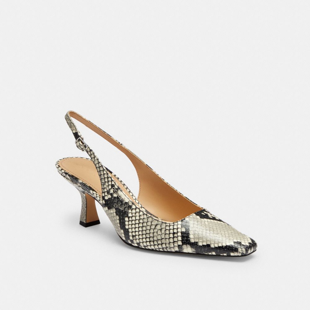 Women's Coach Slingback Heel With Snake Print Natural