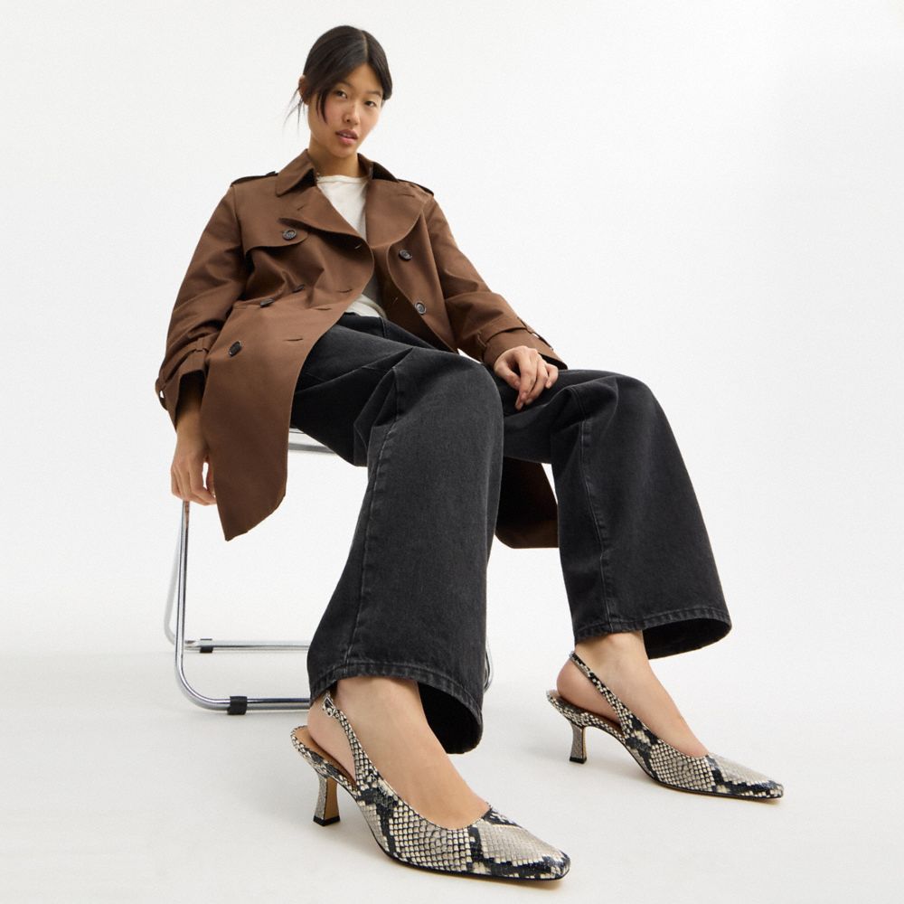 Women's Coach Slingback Heel With Snake Print Natural