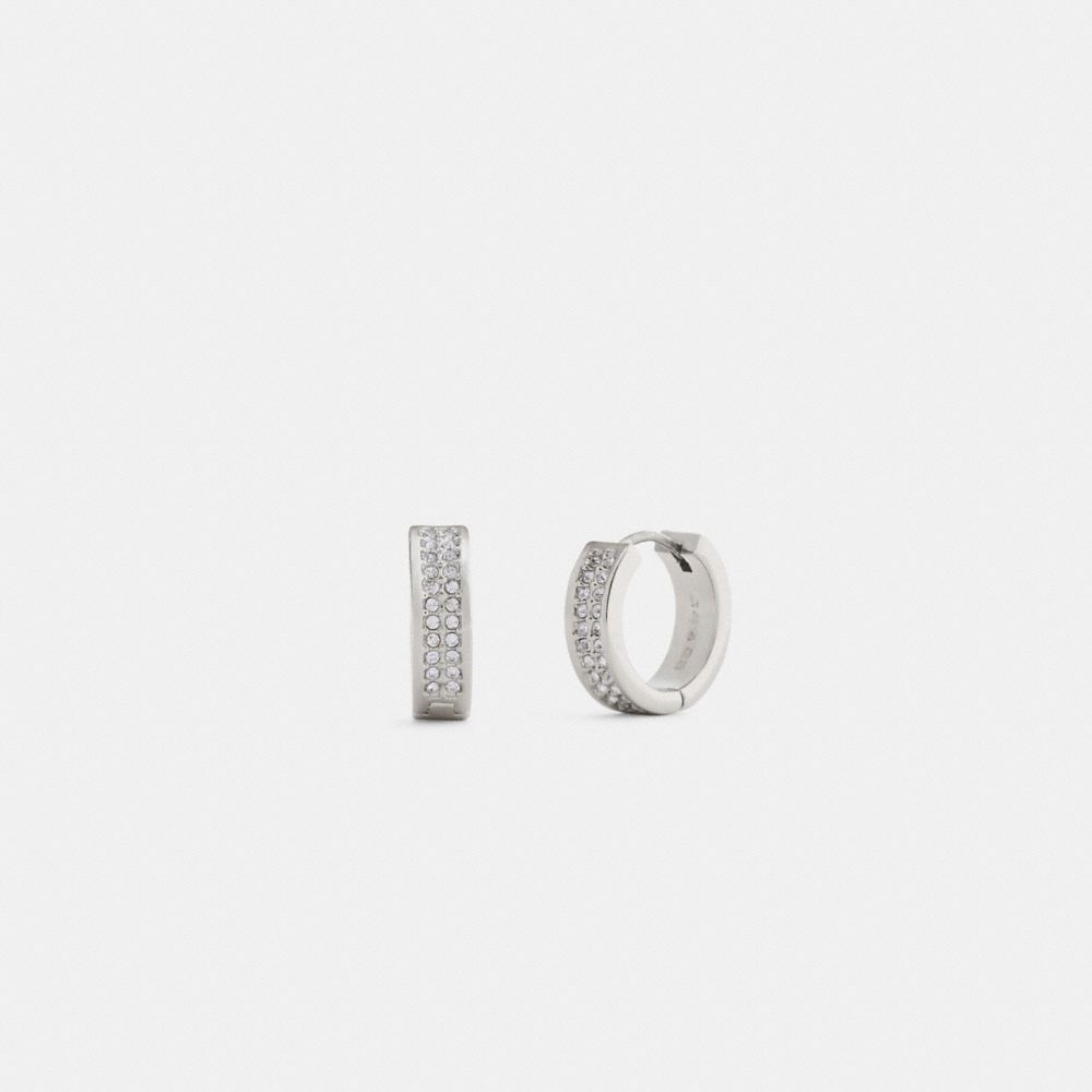 Coach Pavé C Huggie Earrings Silver