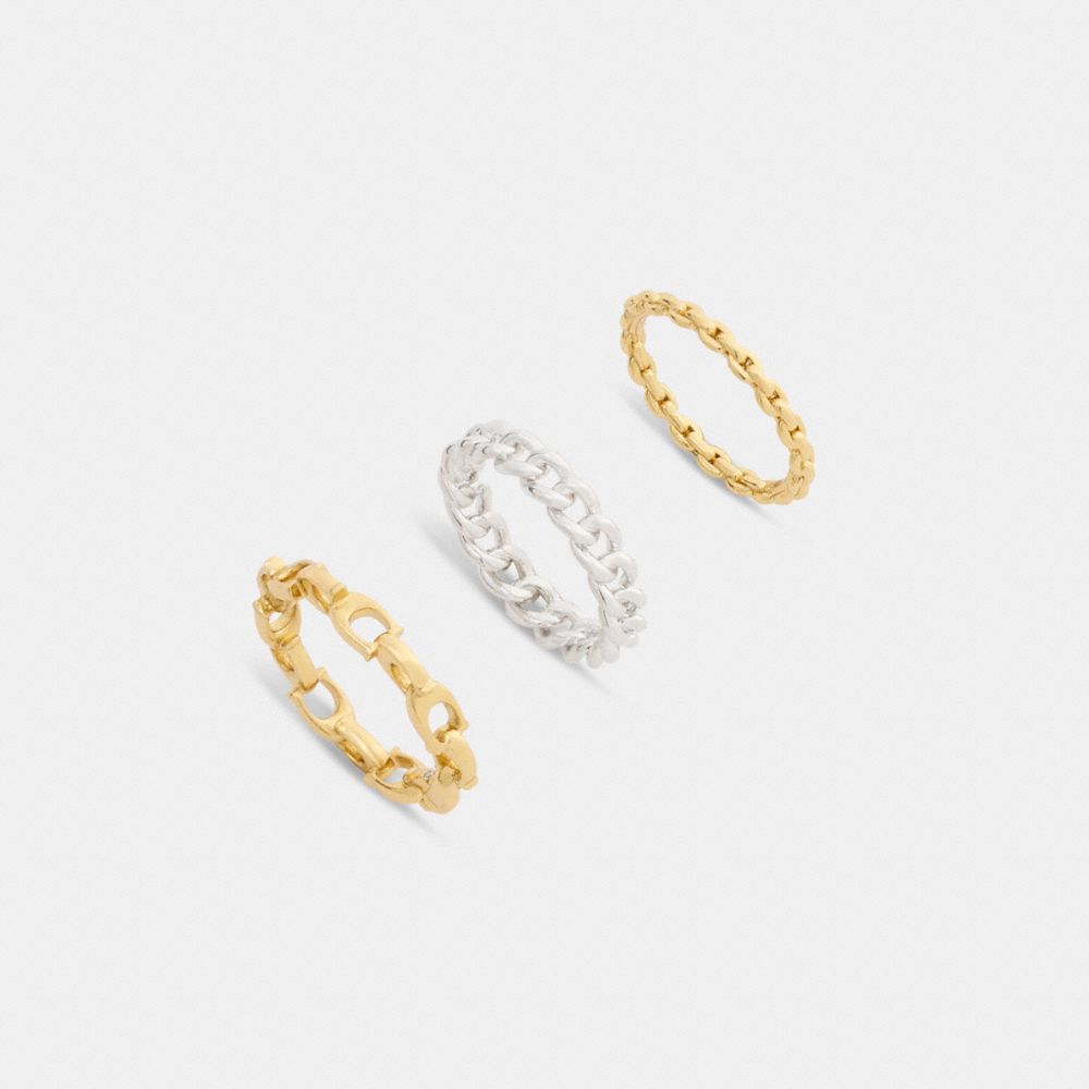 Coach Linked C Ring Set Gold Silver