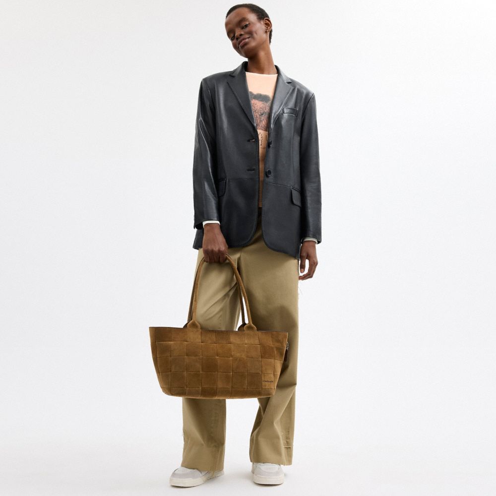 Coach Alter/Ego Large Tote Bag In Upcrafted Suede Cedar Suede