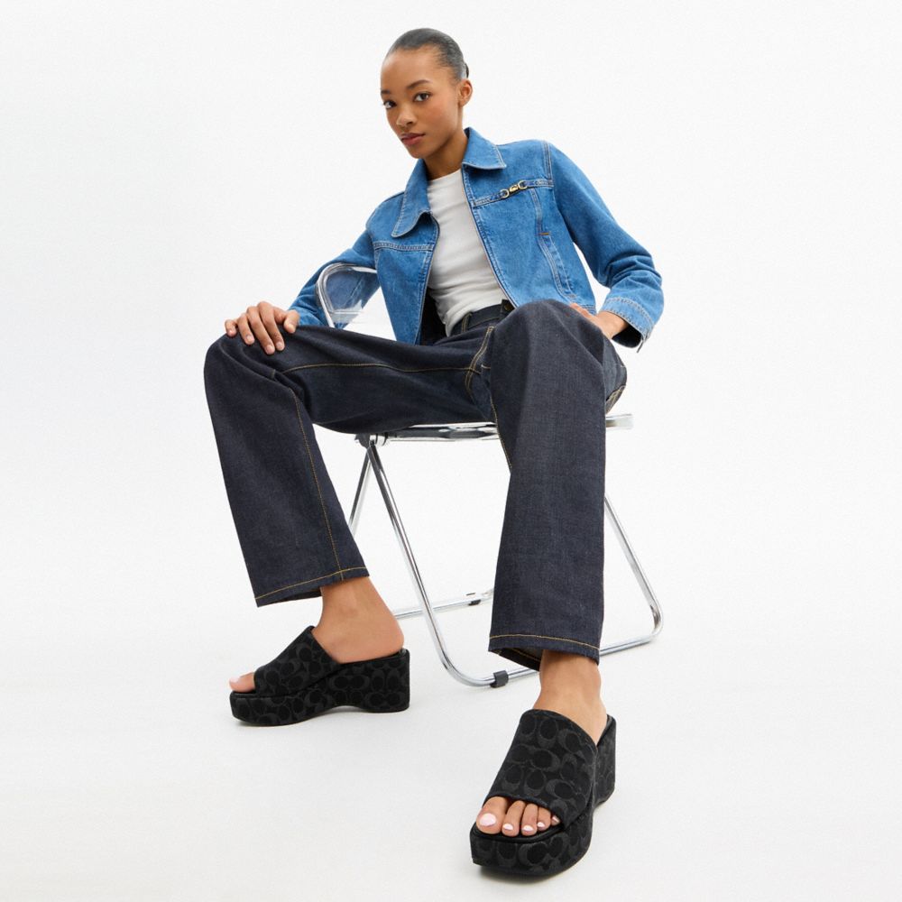 Women's Coach Phoebe Platform Sandal In Signature Denim Black