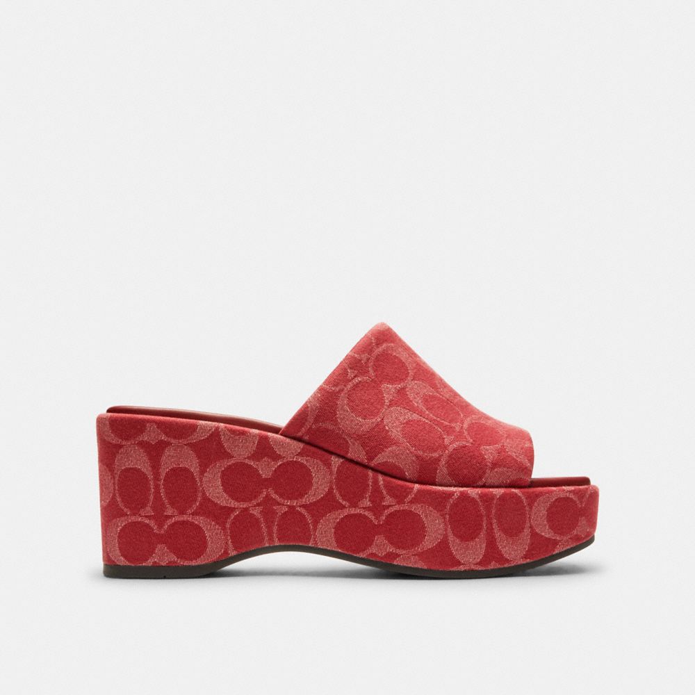 Women's Coach Phoebe Platform Sandal In Signature Denim True Red