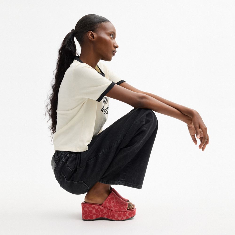 Women's Coach Phoebe Platform Sandal In Signature Denim True Red