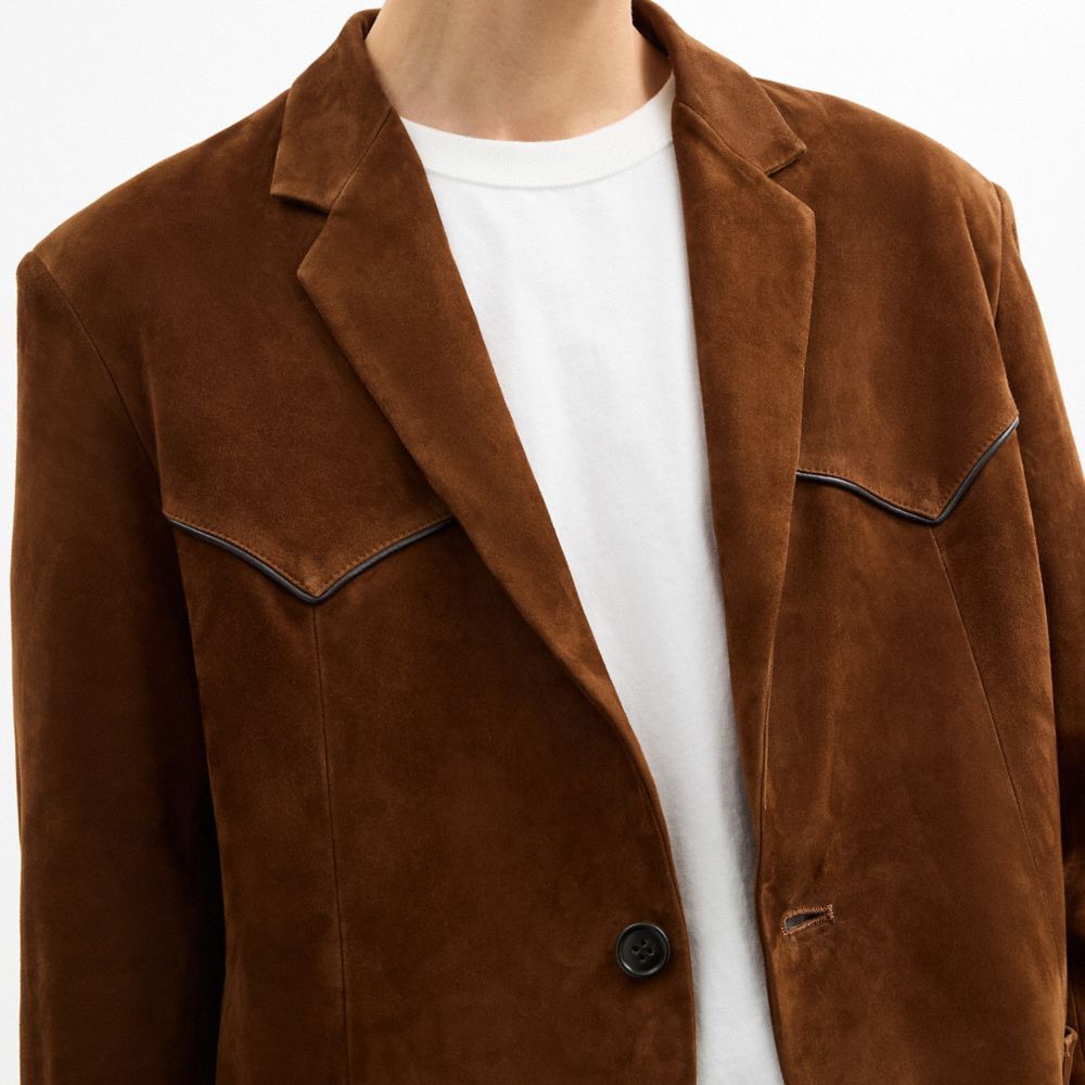 Coach Suede Western Blazer Dark Brown