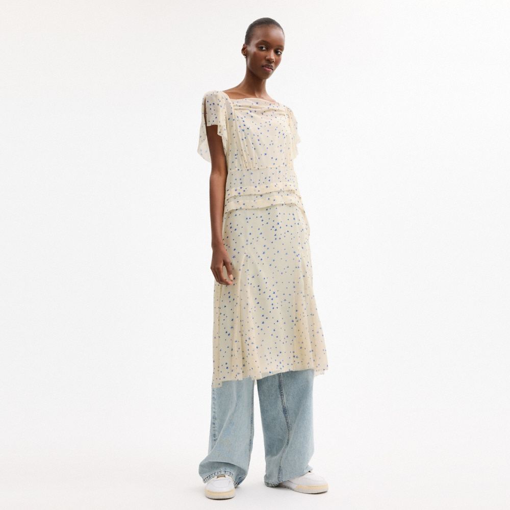 Coach Printed Star Dress Cream Multi