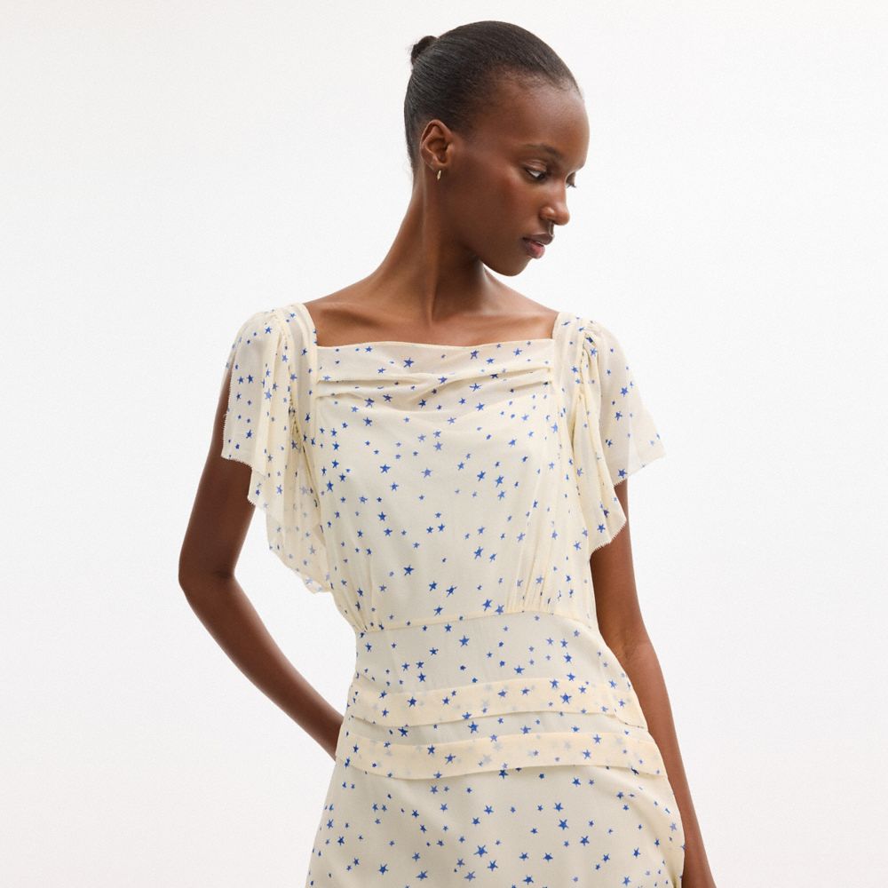 Coach Printed Star Dress Cream Multi