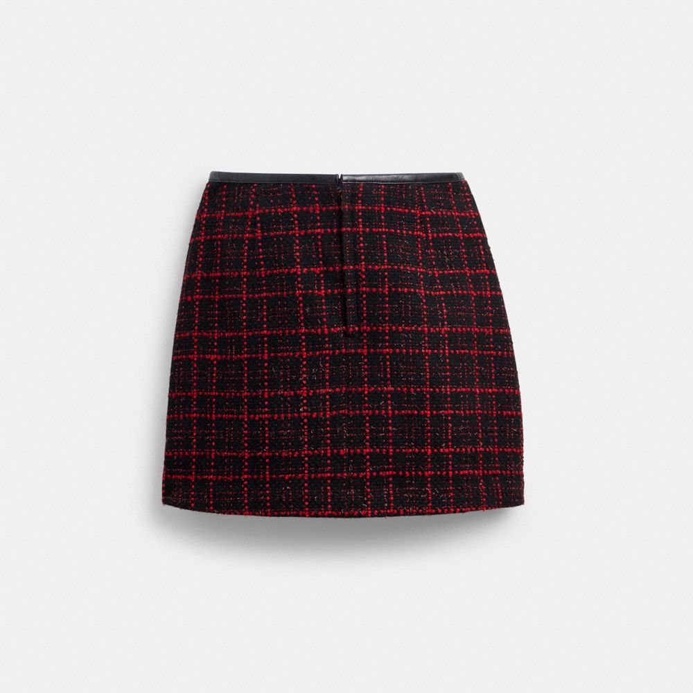 Coach Sculpted C Tweed Skirt Red Black