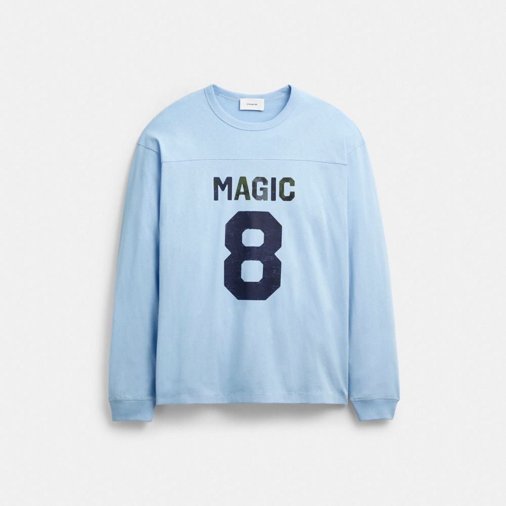 Coach Football Long Sleeve Relaxed T Shirt Baby Blue