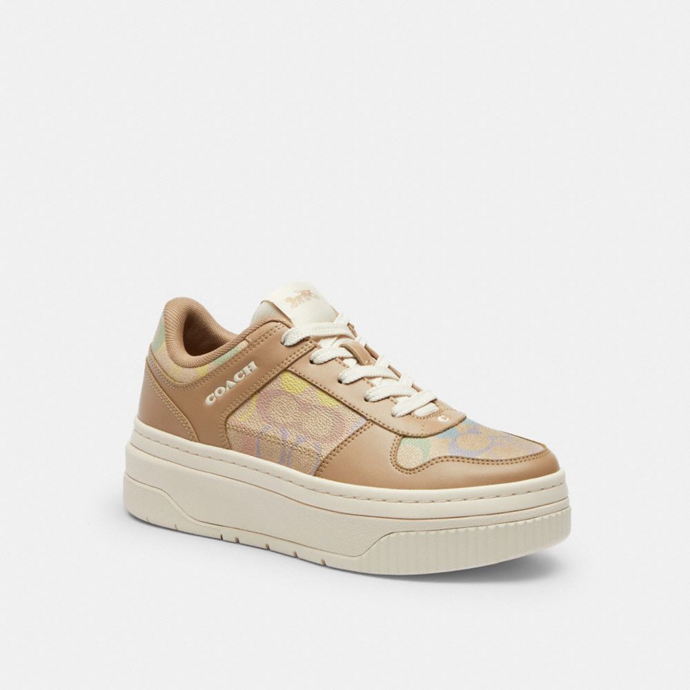 Coach Platform Sneaker In Rainbow Signature Canvas Rainbow Taupe
