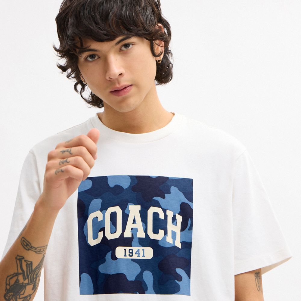 Coach Camo Square Classic T Shirt Vintage Ivory