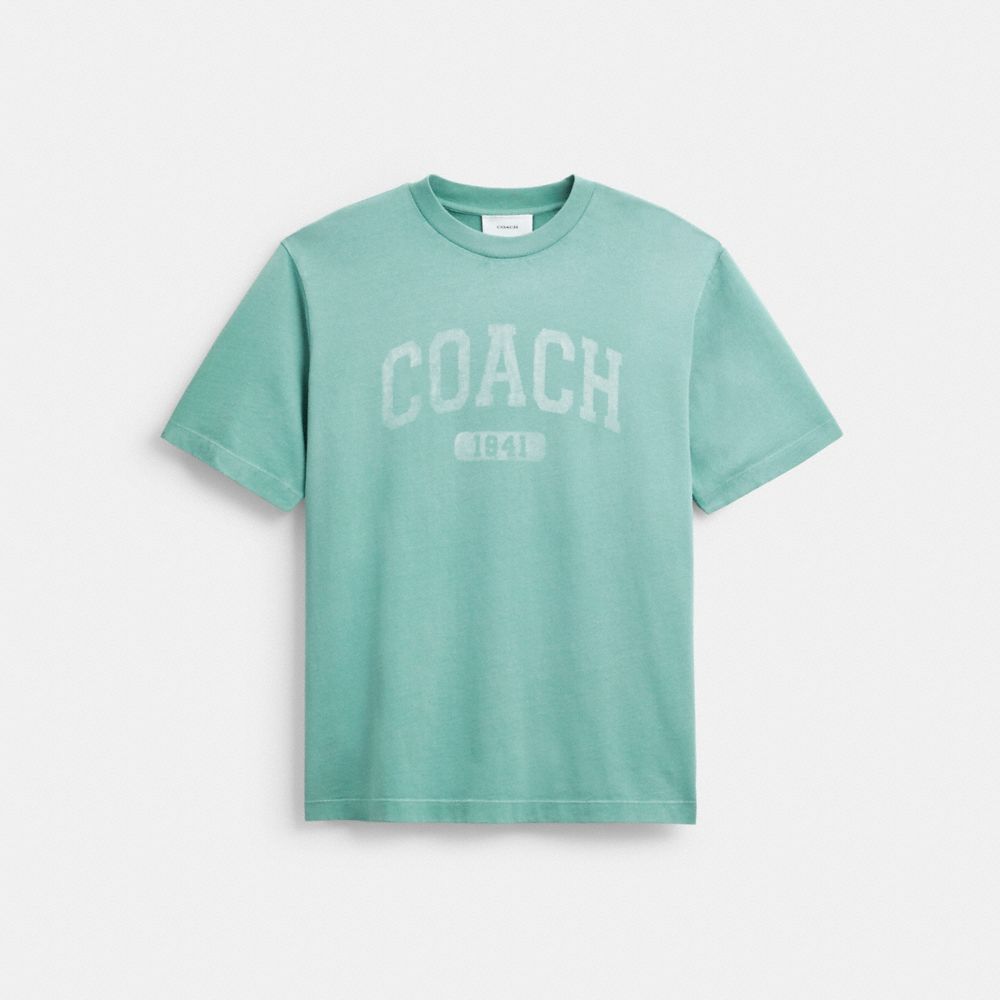 Coach Sun Fade Easy T Shirt In Organic Cotton Green