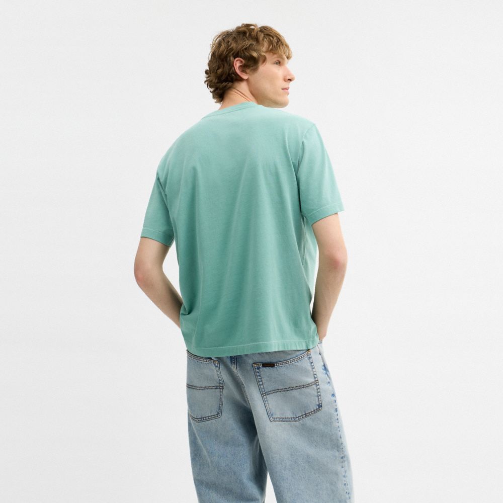 Coach Sun Fade Easy T Shirt In Organic Cotton Green
